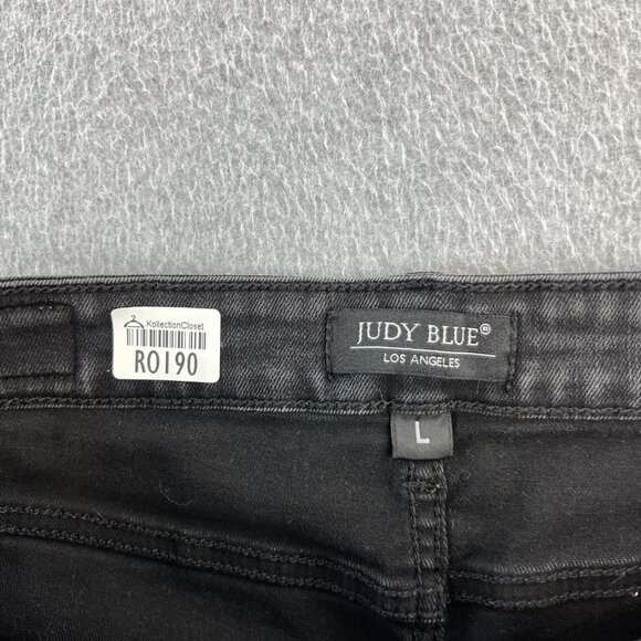 Judy Blue Shorts Womens Large Distressed High Rise Frayed Hem Denim Stretch - Picture 6 of 11